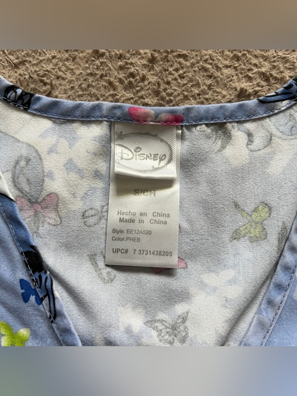 Disney Eeyore Scrub Top Medical Nursing Healthcare Utility Nurse Cute Retro Sz S - Picture 2 of 8